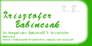 krisztofer babincsak business card